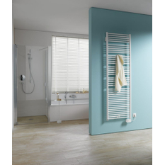 Těleso koupelnové trubkové elektrické Kermi Geneo circle-E 810 x 730 mm, elektrosada WKS vpravo 600 W, bílé