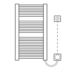 Těleso koupelnové trubkové elektrické Kermi Geneo circle-E 810 x 730 mm, elektrosada WKS vpravo 600 W, bílé