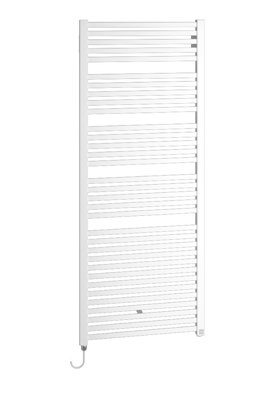 Těleso koupelnové trubkové elektrické Kermi Geneo quadris-E 814 x 896 mm, elektrosada FKS vlevo 800 W, bílé