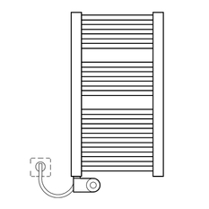 Těleso koupelnové trubkové elektrické Kermi Geneo quadris-E 814 x 896 mm, elektrosada FKS vlevo 800 W, bílé