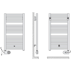Těleso koupelnové trubkové elektrické Kermi Geneo quadris-E 814 x 896 mm, elektrosada FKS vlevo 800 W, bílé