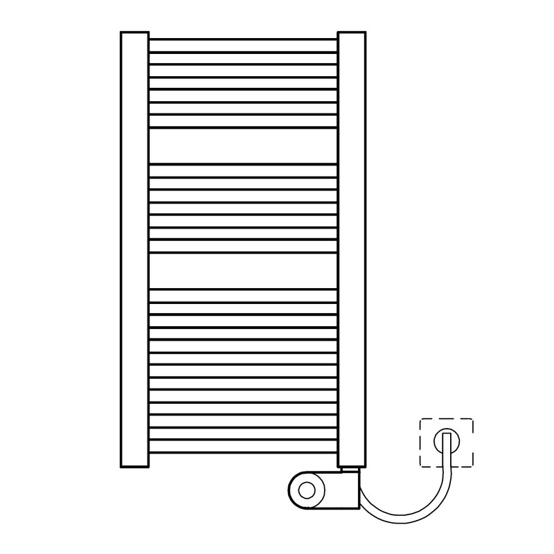 Těleso koupelnové trubkové elektrické Kermi Geneo quadris-E 814 x 896 mm, elektrosada FKS vpravo 800 W, bílé