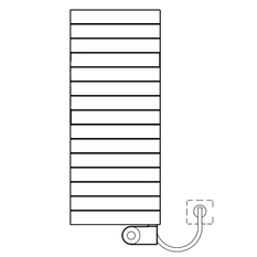 Těleso koupelnové designové elektrické Kermi Tabeo-E elektrosada FKS vpravo 600 W, 1197 x 500 mm, stříbrné