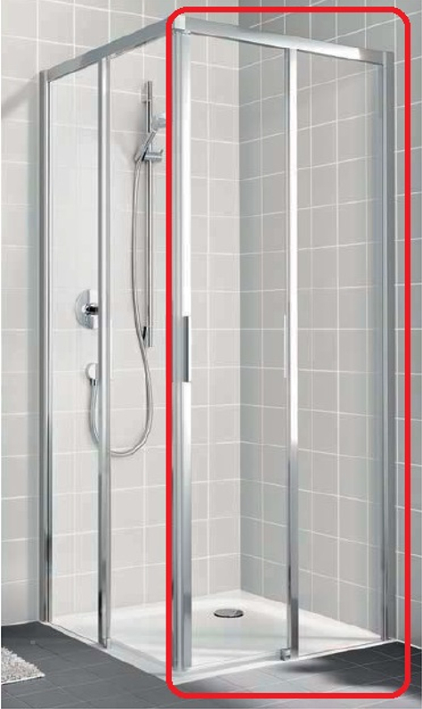 Dveře posuvné 2-dílné bezbariérové (pravá část rohového vstupu) Kermi Cada XS CKC2R pravé stříbrné vysoký lesk, čiré ESG sklo s úpravou CADAclean 90 x 200 cm