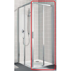 Dveře posuvné 2-dílné bezbariérové (pravá část rohového vstupu) Kermi Cada XS CKC2R pravé stříbrné vysoký lesk, čiré ESG sklo s úpravou CADAclean 90 x 200 cm