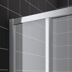 Dveře posuvné 2-dílné bezbariérové (pravá část rohového vstupu) Kermi Cada XS CKC2R pravé stříbrné vysoký lesk, čiré ESG sklo s úpravou CADAclean 90 x 200 cm