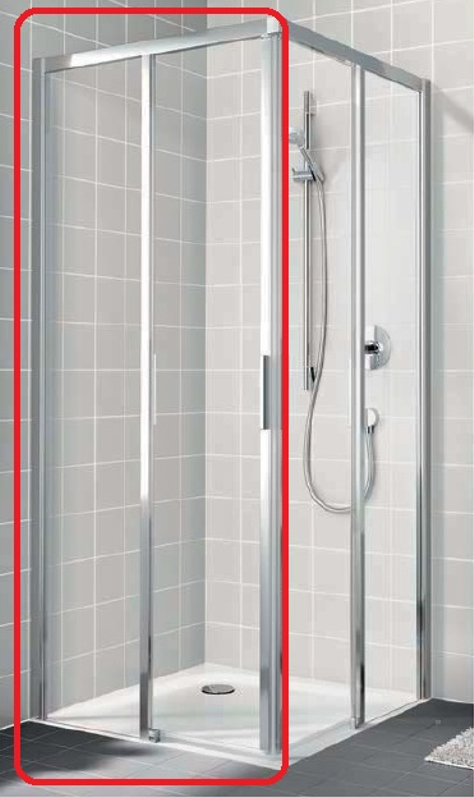 Dveře posuvné 2-dílné bezbariérové (levá část rohového vstupu) Kermi Cada XS CKC2L levé stříbrné vysoký lesk, čiré ESG sklo s úpravou CADAclean 90 x 200 cm