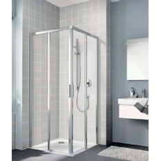 Dveře posuvné 2-dílné bezbariérové (levá část rohového vstupu) Kermi Cada XS CKC2L levé stříbrné vysoký lesk, čiré ESG sklo s úpravou CADAclean 90 x 200 cm