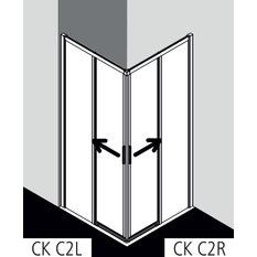 Dveře posuvné 2-dílné bezbariérové (levá část rohového vstupu) Kermi Cada XS CKC2L levé stříbrné vysoký lesk, čiré ESG sklo s úpravou CADAclean 90 x 200 cm