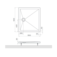 Obdélníková vanička z litého mramoru Plano Davos Mc Pure 90 x 80 cm