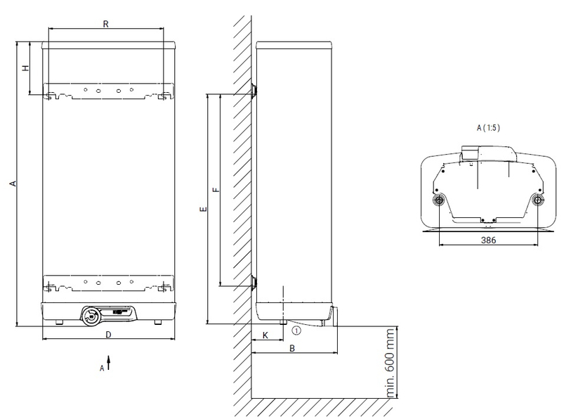 Ohřívač elektrický plochý hranatý Dražice OKHE ONE/E 50 závěsný