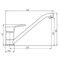 Dřezová, stojánková, páková baterie Metalia Plano ramínko 23 cm