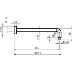 Rameno pevné sprchy 350 mm černá