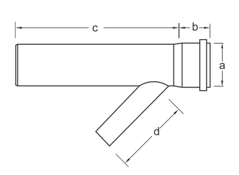 Trubkový díl s 45° odbočkou - 1m Almeva Varianta 1 - DN 80 - 315 s odbočkami 45°, 87° DN 60 - 250 mm DN 160/110, černá