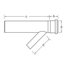 Trubkový díl s 45° odbočkou - 1m Almeva Varianta 1 - DN 80 - 315 s odbočkami 45°, 87° DN 60 - 250 mm DN 160/110, černá