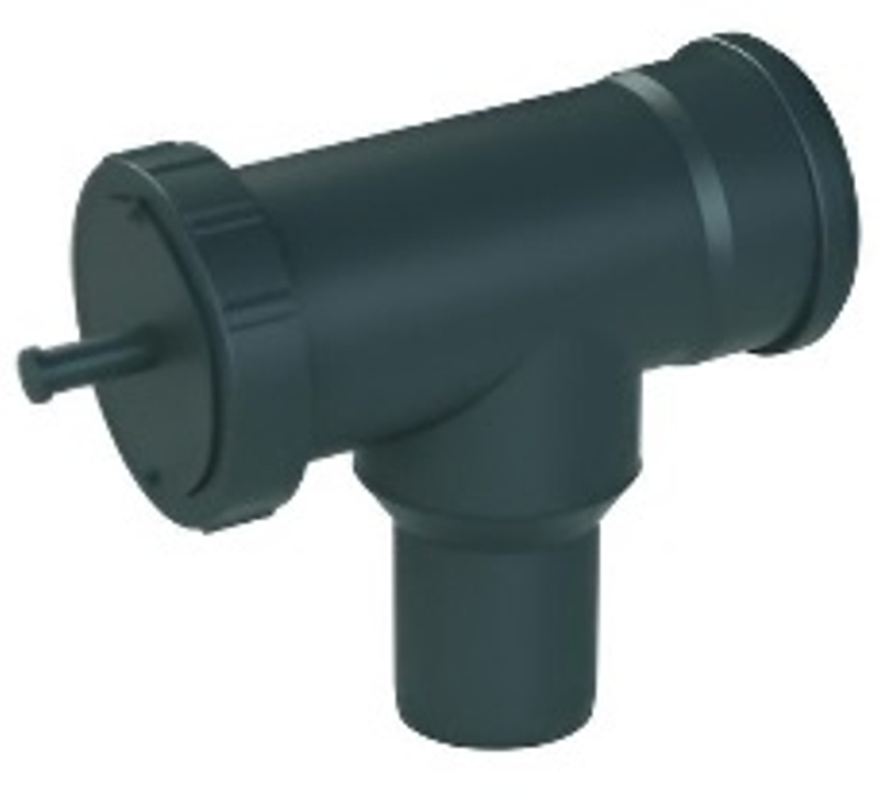 Revizní T-kus s měřícím otvorem (redukovaný) Almeva Starr DN 150/125, černá