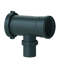Koncový kus kaskády se zpětnou klapkou Almeva Varianta 1 - DN 80 - 315 s odbočkami 45°, 87° DN 60 - 250 mm DN 110/80, černá
