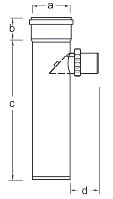 Trubkový díl s 87° odbočkou a zpětnou klapkou Almeva Varianta 1 - DN 80 - 315 s odbočkami 45°, 87° DN 60 - 250 mm DN 315/80, černá