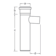 Trubkový díl s 87° odbočkou - 1m Almeva Varianta 1 - DN 80 - 315 s odbočkami 45°, 87° DN 60 - 250 mm DN 80/60, černá