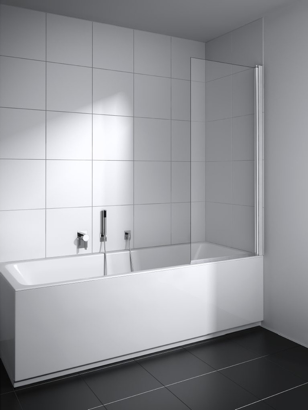 Zástěna vanová otočná 1-dílná Plano Cada XS CKDFR pravá stříbrná vysoký lesk, čiré ESG sklo s úpravou CADAclean 75 x 160 cm