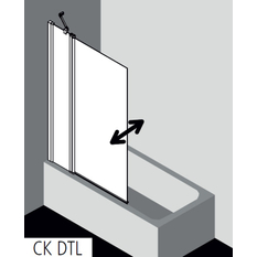 Zástěna vanová kyvná 2-dílná s pevným polem Plano Cada XS CKDTL levá stříbrná vysoký lesk, čiré ESG sklo s úpravou CADAclean 105 x 160 cm