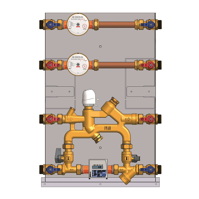 Bytová měřicí sestava - bez skříně - topení Kv 2,25, bez měřiče a vodoměru IVAR.EQM 12B