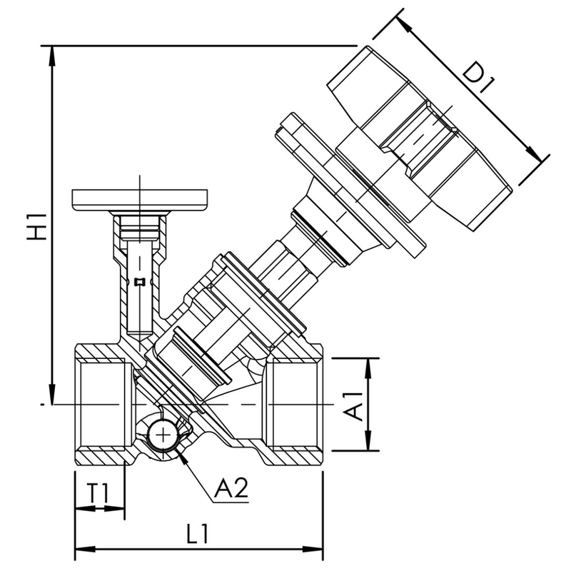 Ruční regulační ventil cirkulace MULTI-FIX-PLUS Kemper, vypouštěcí zátka, vnitřní závit, DN 20