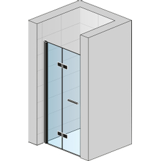 Dvoudílné skládací dveře Ronal Solino levé / 1 strana rohového vstupu 900 x 2000 mm, černá matná/sklo čiré