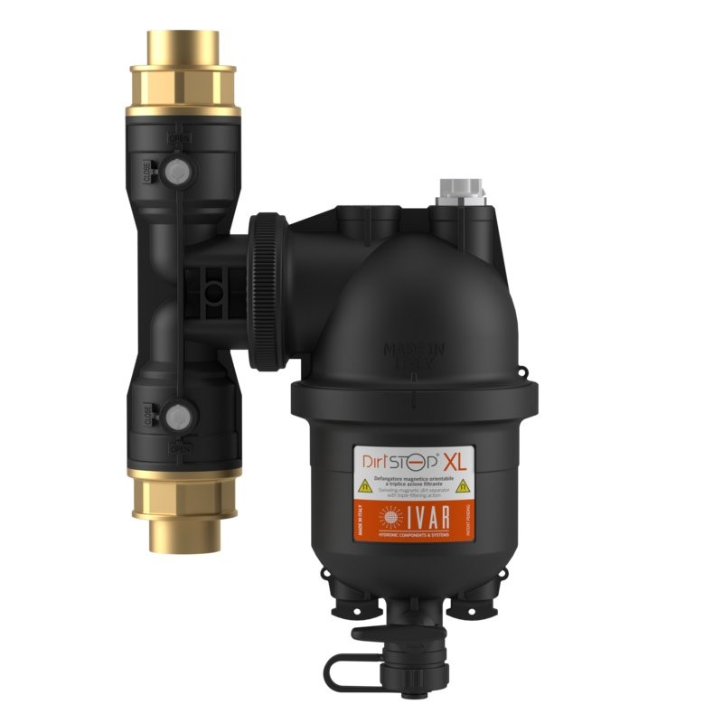 Magnetický filtr DIRTSTOP XL - otočný s cyklonovu vložkou - 5/4˝F x 5/4˝F, 6,75 m3/h, černý *AF* IVAR.DIRTSTOP XL