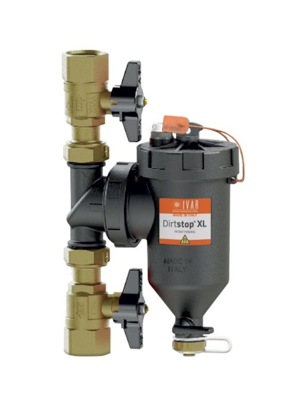 Magnetický filtr DIRTSTOP XL - otočný s cyklonovu vložkou - 5/4˝F x 5/4˝F, 6,75 m3/h, černý *AF* IVAR.DIRTSTOP XL