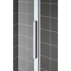 Dveře posuvné 2-dílné bezbariérové s pevným polemKermi Cada XS CKD2L levé bílé, čiré ESG sklo s úpravou CADAclean 150 x 200 cm