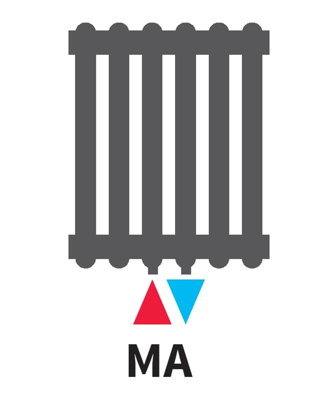 Radiátor článkový Isan Atol C4 1800 8 článků, na zeď GTX, 1161 W, bílá, připojení MA