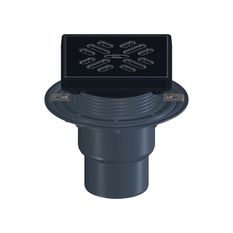 Balkonový/terasový/dvorní vtok HL Hutterer & Lechner, DN75/110 se svislým odtokem, s izolační přírubou, se suchou nezámrznou zápachovou klapkou, litina 190x190mm/litina 175x175mm, sítko