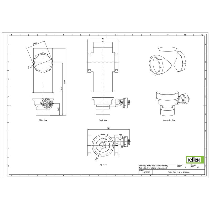 Odlučovač nečistot Reflex Exdirt D 6/4 M, mosaz, horizontální