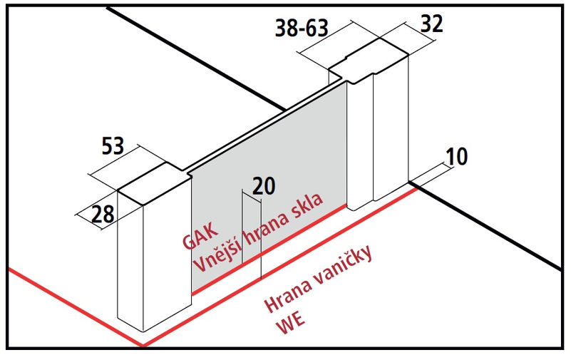 Zástěna Walk-in Wall se stěnovou nebo stropní vzpěrou Kermi Cada XS CKWDW stříbrná vysoký lesk, čiré ESG sklo s úpravou CADAclean 110 x 200 cm