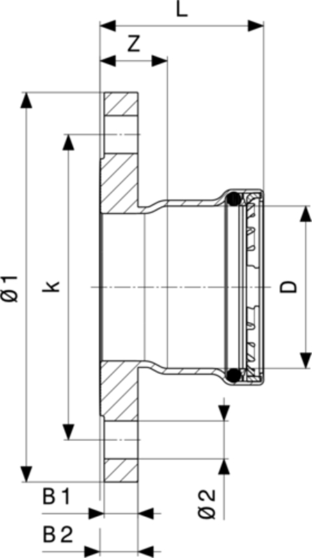Přírubový přechod Viega Megapress S s SC-Contur 4259xL 76,1 (DN65)