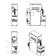 Kotel na pelety OPOP Biopel Mini Tower SET 15/V9 řídící jednotka, 15 kW, kompaktní násypka na 40 kg pelet, SVT 25301