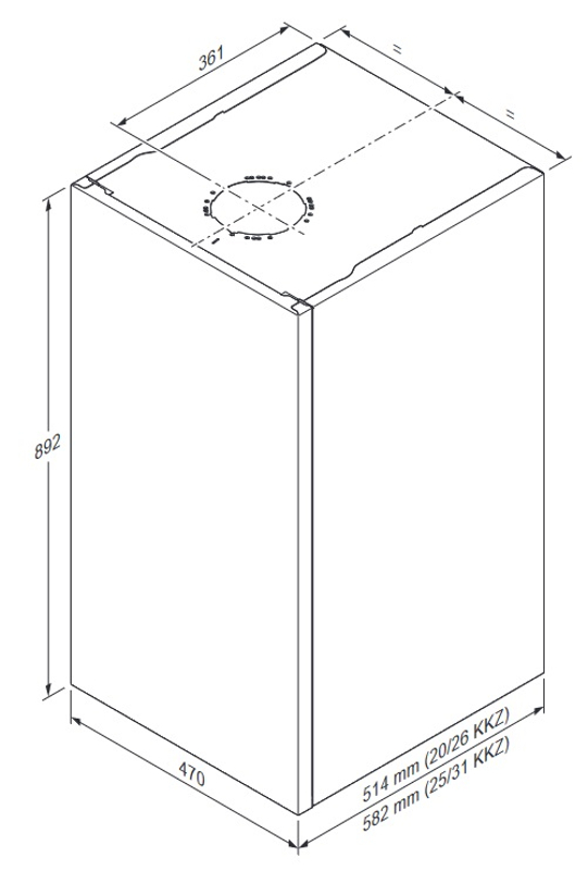 Kombinovaný kotel Protherm Tiger Condens FlameFit 20/26 KKZ21-CS/1, 2,8 - 21,9 kW, s vestavěným 21 l zásobníkem