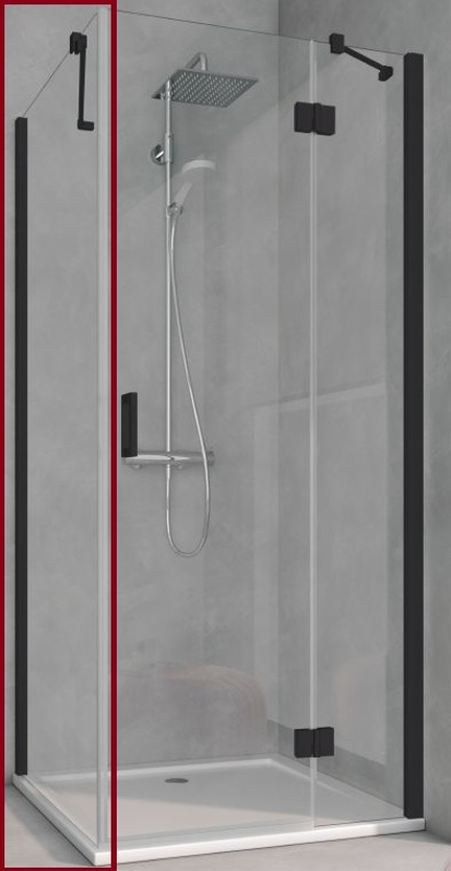 Stěna boční Kermi OSIA OSTWD černá soft RAL9005/čiré ESG sklo s úpravou OSIAclean 100 x 200 cm