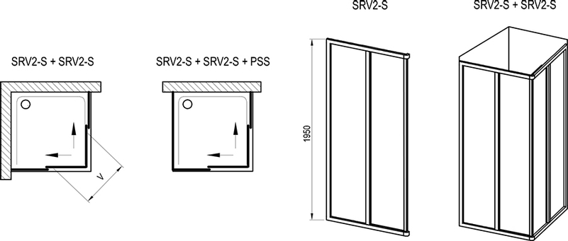 Sprchový kout Ravak SRV2 80 195, bílá+pearl