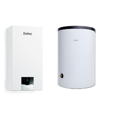 Sestava kotel kondenzační závěsný Vaillant ecoTEC plus ioniDetect VU 25CS/1-5, 2,8 - 26,4 kW, se zásobníkem pro přípravu teplé vody VIH R 120/6