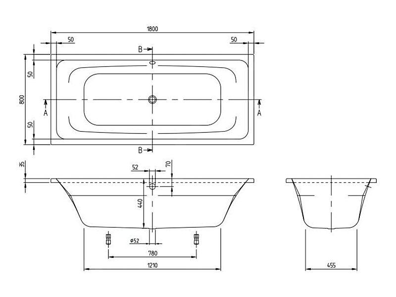 Vestavná akrylová vana Villeroy a Boch Avento 180 x 80 cm alpská bílá