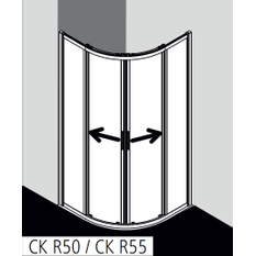 Čtvrtkruhový sprchový kout (posuvné dveře) Kermi Cada XS CKR50 R500 stříbrný vysoký lesk, čiré ESG sklo s úpravou CADAclean 90 x 90 x 200 cm