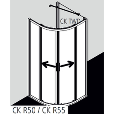 Čtvrtkruhový sprchový kout (posuvné dveře) Kermi Cada XS CKR50 R500 stříbrný vysoký lesk, čiré ESG sklo s úpravou CADAclean 90 x 90 x 200 cm