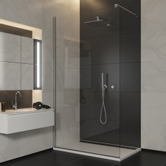 Pevná stěna Ronal Easy samostatná s vyrovnávacím profilem 1000 x 2250 mm, aluchrom/sklo čiré