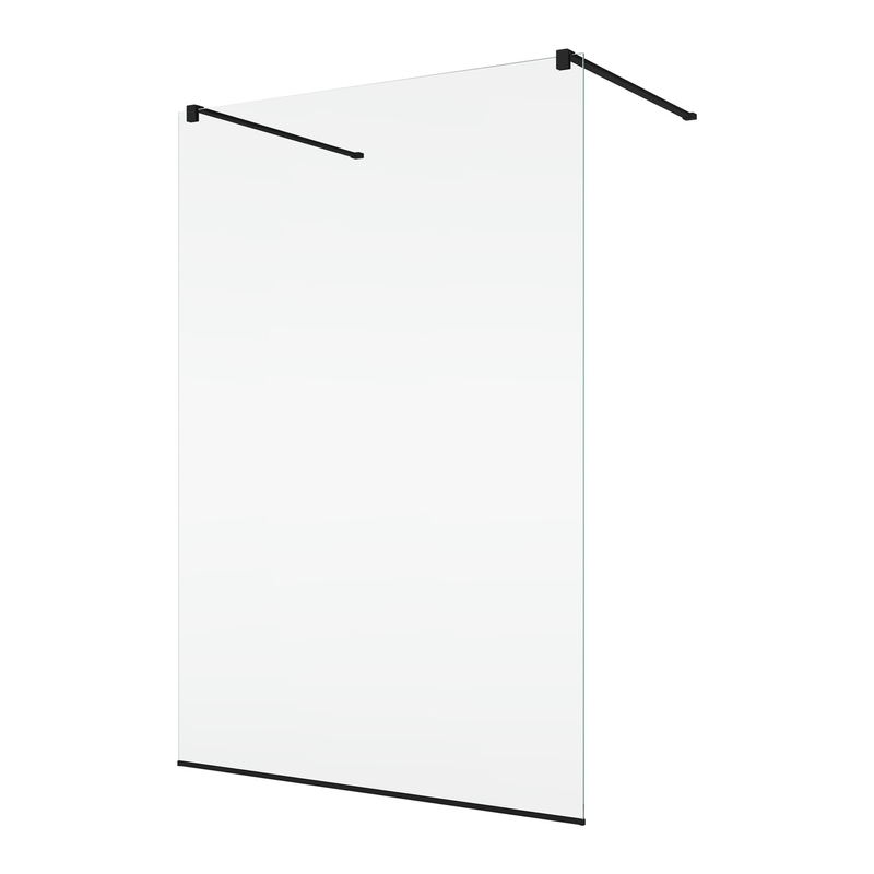 Pevná stěna Ronal Easy samostatná s vyrovnávacím profilem 1500 x 2000 mm, černá matná/sklo čiré