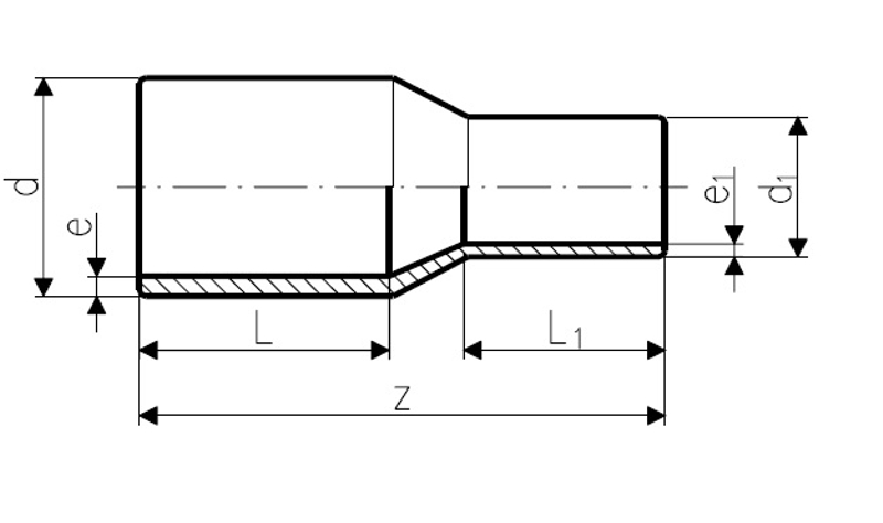 Elektroredukce Wavin PE100, svařování na tupo, SDR17, d 125 x 110