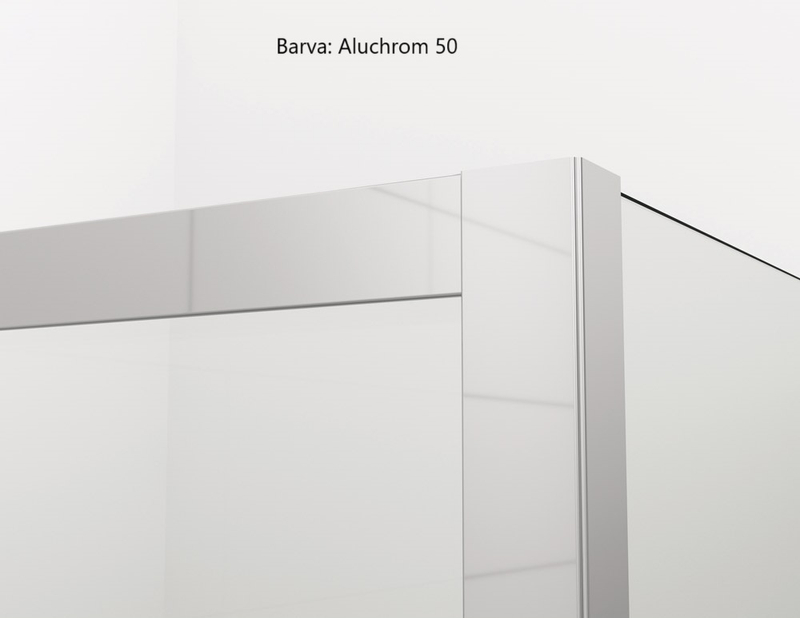 Dvoudílné posuvné dveře Ronal Top - Line S s 2 pevnými stěnami v rovině 1200 x 2000 mm, aluchrom/sklo čiré