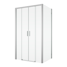 Dvoudílné posuvné dveře Ronal Top - Line S s 2 pevnými stěnami v rovině 1200 x 2000 mm, aluchrom/sklo čiré