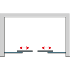 Dvoudílné posuvné dveře Ronal Top - Line S s 2 pevnými stěnami v rovině 1200 x 2000 mm, aluchrom/sklo čiré